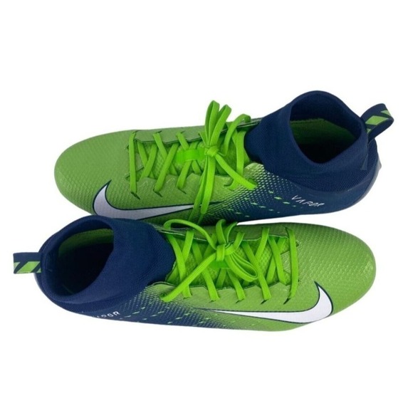 Nike Vapor Untouchable Pro 3 Sz 13.5 Seahawks Neon Green Navy Cleats AO3021-400 - Picture 5 of 7